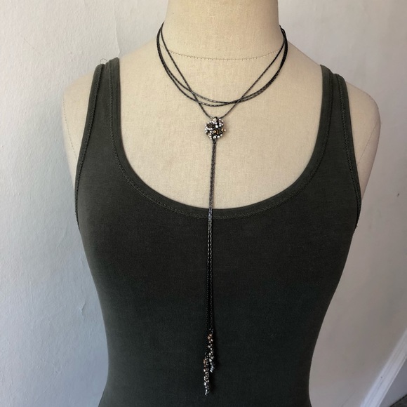 Marlyn Schiff Jewelry - Marlyn Schiff Pearl & Crystal Bolo Tie Necklace